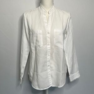 Cloth & Stone by Anthropolgie | Frayed Edge White Button Down Shirt, Size XS